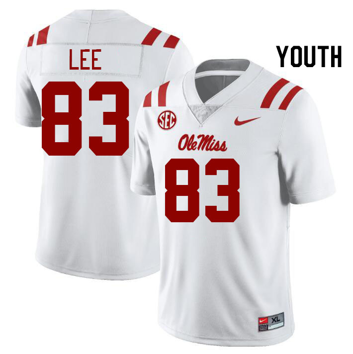 Youth #83 Cayden Lee Ole Miss Rebels College Football Jerseys Stitched Sale-White